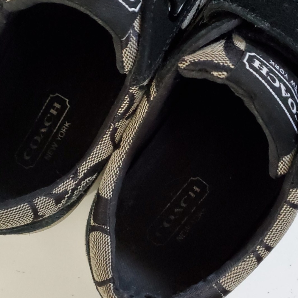 Coach Women's Black Signature Logo Velcro Sneakers - Picture 3 of 8